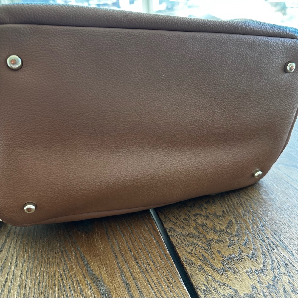 Mina Baie Stevie Terra Tan Vegan Leather Backpack Shoulder Diaper Bag + Add-Ons - Picture 6 of 14